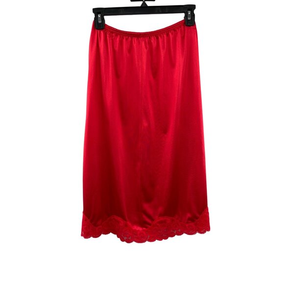 Vintage Vanity Fair Half Slip Red Nylon Lace Trim Womens M 26" USA - Picture 2 of 15
